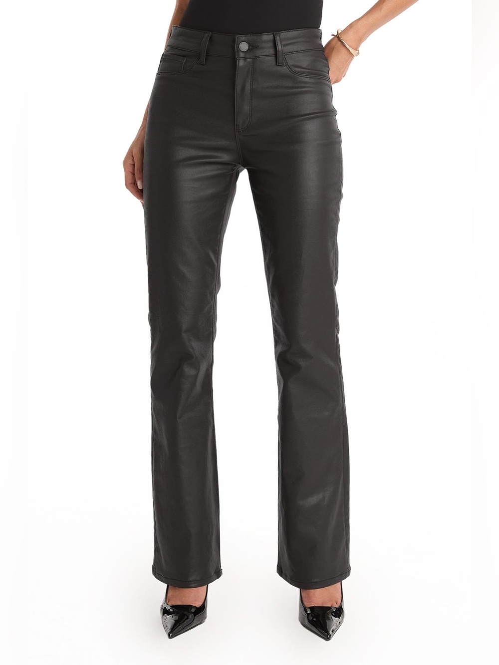 New The Noli Shop Aria Coated Flare Jean in black size 26